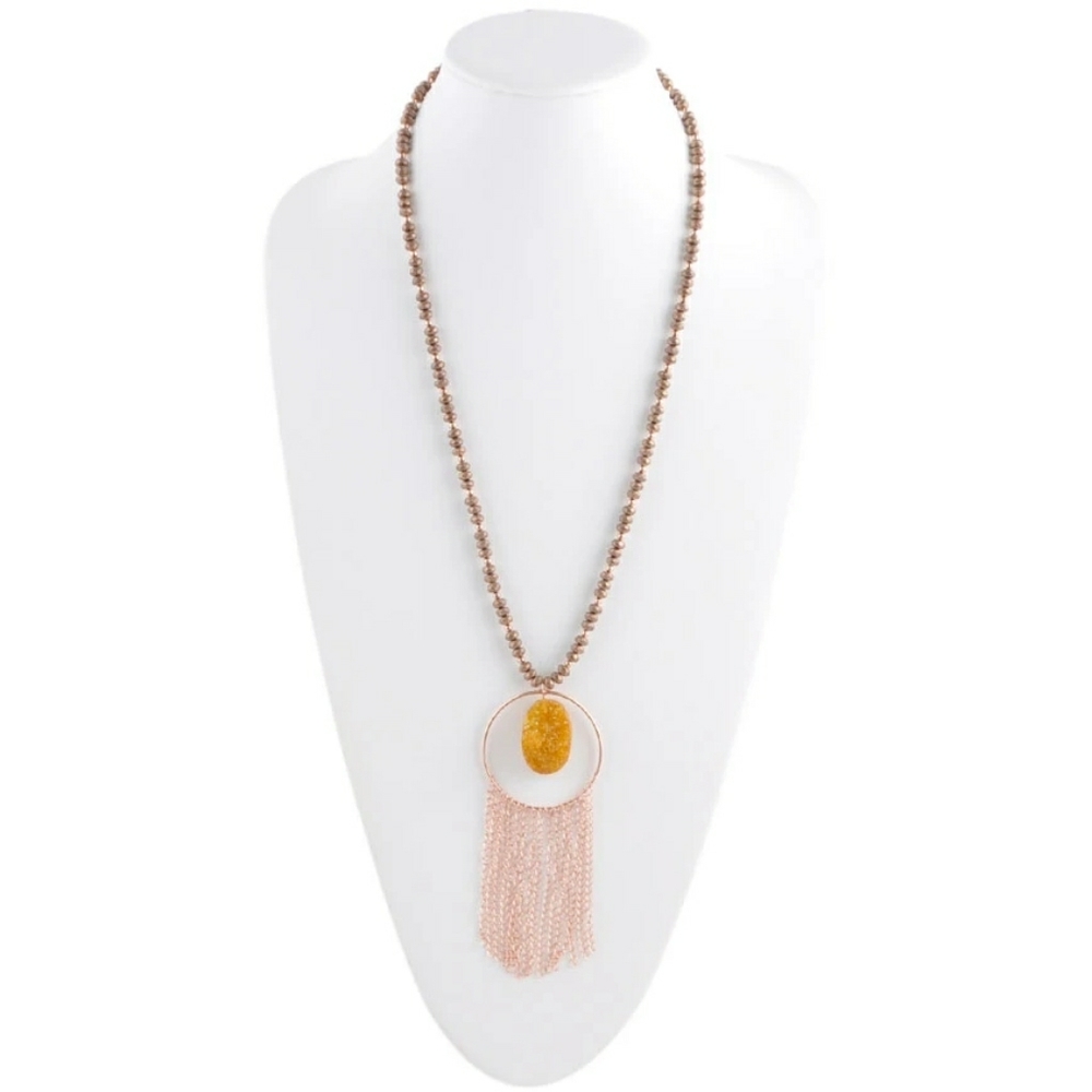 NWT Barse Copper Spark Hematite & Drusy Necklace